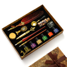 Joyeee Feather Dip Pen Set, Vintage Pen & Sealing Wax Stamp Set, Wedding Gift Signature Pen Complete Calligraphy Set for Beginners & Enthusiasts,