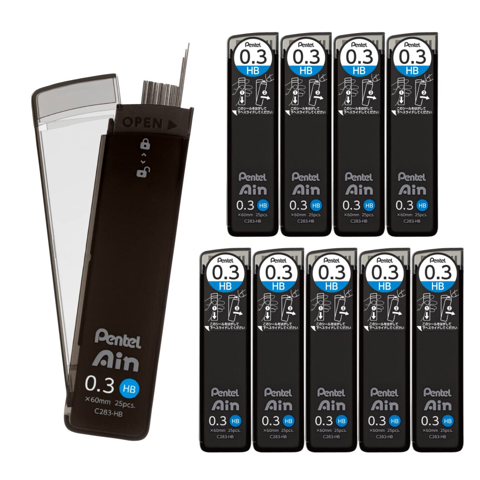 Pentel Ain Lead Refill ? 0.3Mm ? Hb ? Box Of 10
