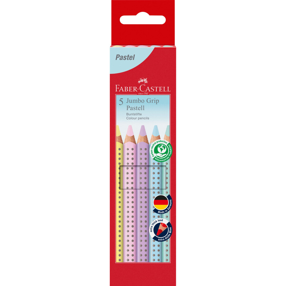 Faber-Castell Jumbo Grip Pastel Colour Pencil Set, Cardboard Wallet Of 5