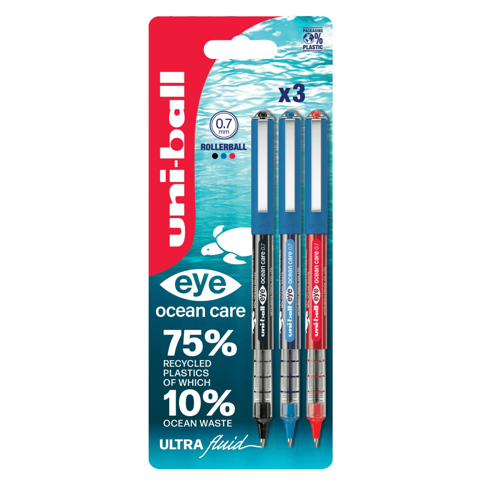 Uni-Ball Eye Ocean Care Ub-157Rop Rollerball Pens. Fine 0.7Mm Ballpoint Tip For Smooth Writing, Drawing, Art & Colouring. Fade And Water Resistant