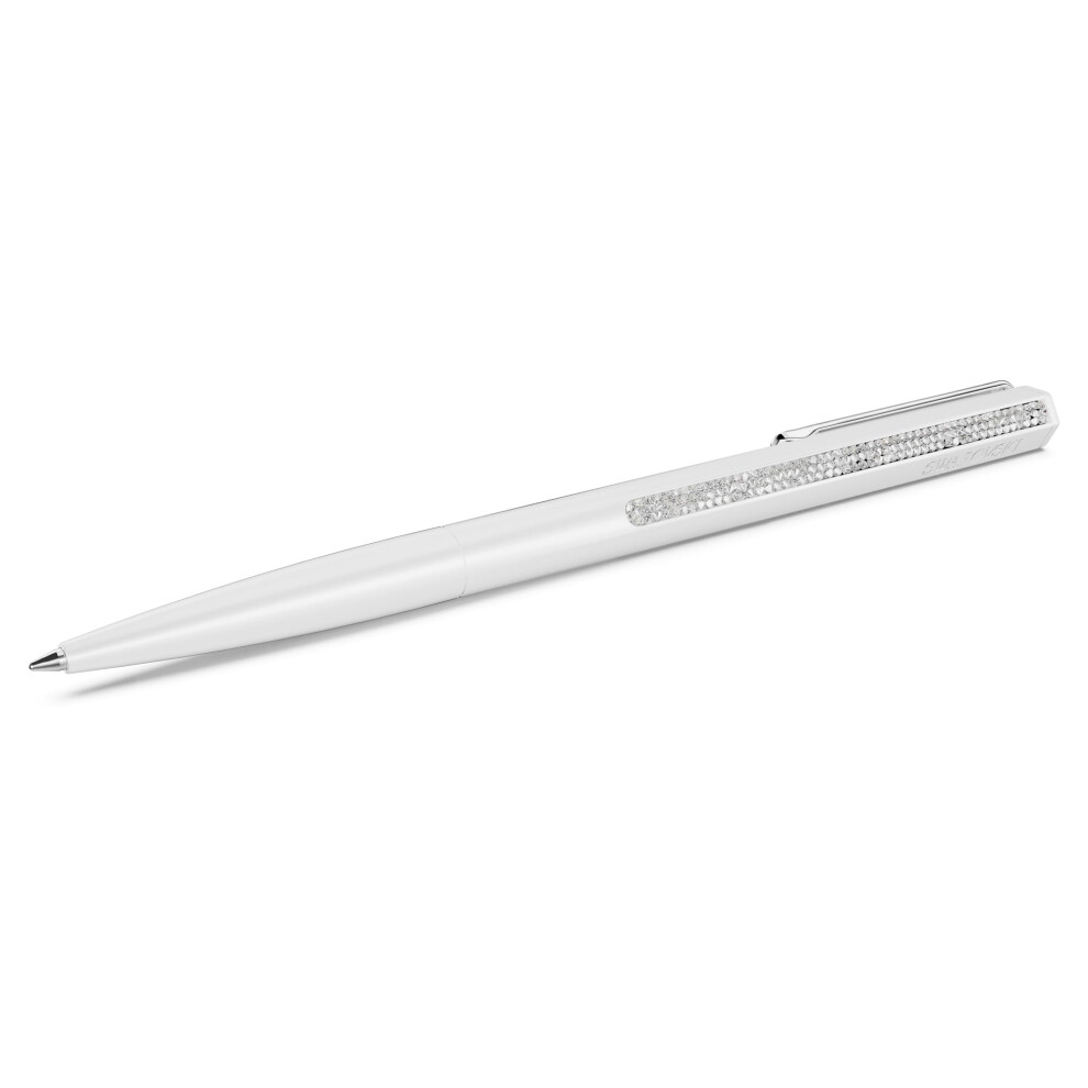 Swarovski Crystal Shimmer Ballpoint Pen, Lacquered, Chrome Plated White