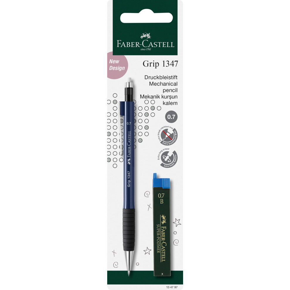 Faber-Castell Grip 1347 Mechanical Pencil B Lead With 12 Spare Leads, 134797