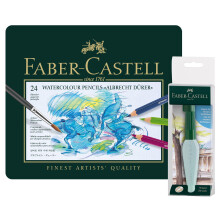 Faber-Castell 117590 Watercolour Pencils Albrecht Durer 24 Metal Case Art and Graphic Water Tank Brush