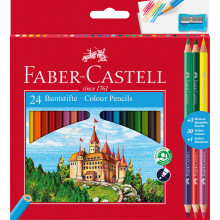 Faber-Castell 110324 Colour Pencil with 3 Bi-Colour Pencil/Sharpener (Pack of 24)