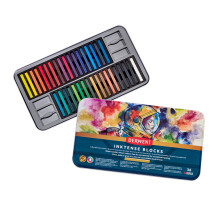 Derwent Inktense Blocks 36 Tin, Set of 36 Water-Colours, 8mm Block, Water-Soluble, Ideal for Drawing, Colouring, Crafts & Painting on Paper & Fabric,