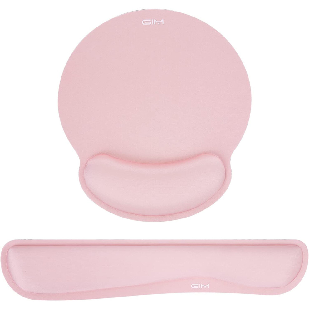 Gim Gaming Mouse Pad,Keyboard Wrist Rest Mouse Mat Set Ergonomic Keyboard Wrist Support Memory Foam Mouse Mat (Pink) Pink 5051225092818
