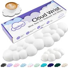 Sushret Cloud Wrist Rest Keyboard, Cloud Keyboard Wrist Pad Set with PU Leather Memory Foam, Cute Arm Rest for Palm Support, PC/Gaming Desk