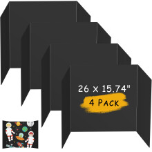 HAUTOCO 4Pcs Black Tri-Fold Display Board, 666 x 400 mm Medium Presentation Foldable Poster Board, Lightweight Corrugated Cardboard Paperboard for