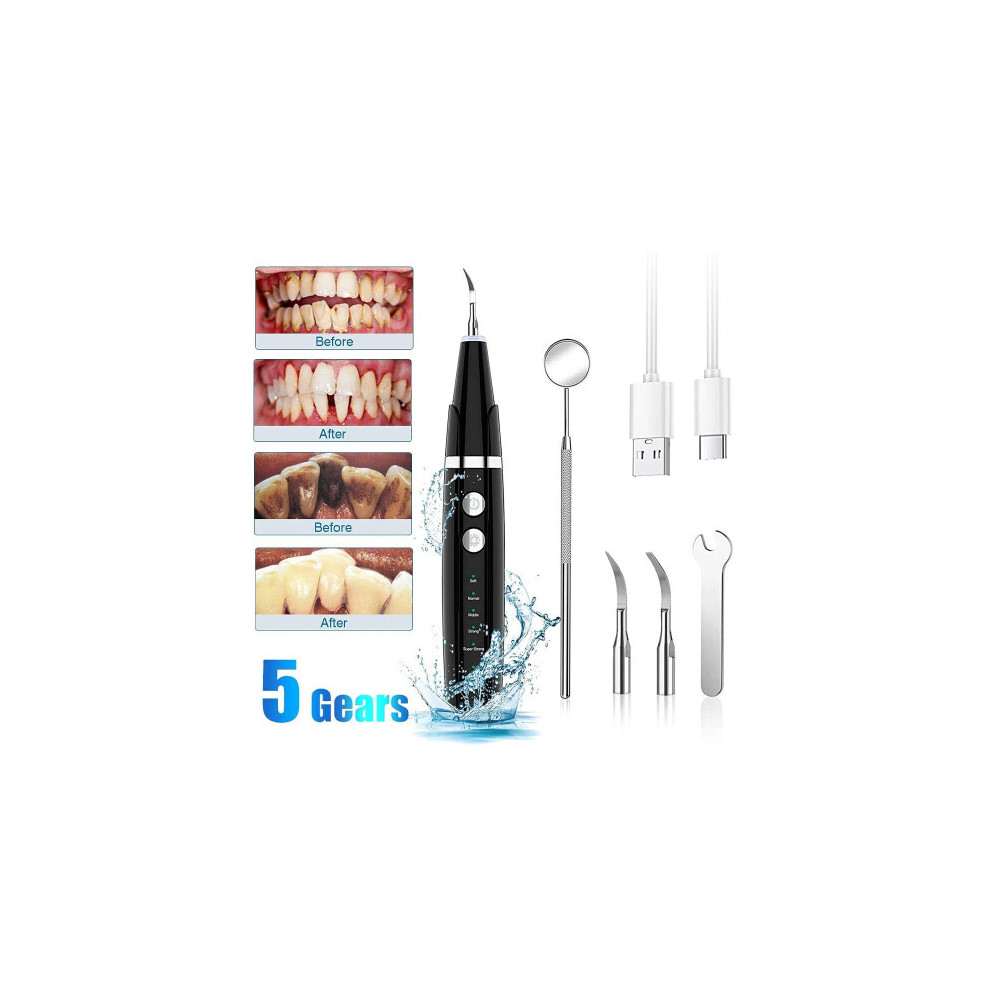 Gopatriot Memory (Black) Ultrasonic Dental Calculus Plaque Remover Teeth Stains Cleaner Scaler
