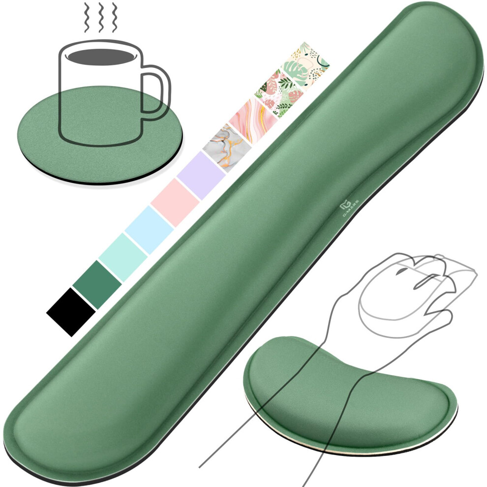 Gimars Upgrade Enlarge Silky Memory Foam Wrist Rest For Computer Keyboard, Mouse, 3 Pcs Ergonomic Keyboard Wrist Rest For Typing Pain Relief, Mouse Dark/Green 5051225092702