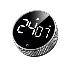 Digital Timer Magnetic Large LED Display Volume Adjustable Students Study Round Kitchen Countdown Cooking Baking Timer_P