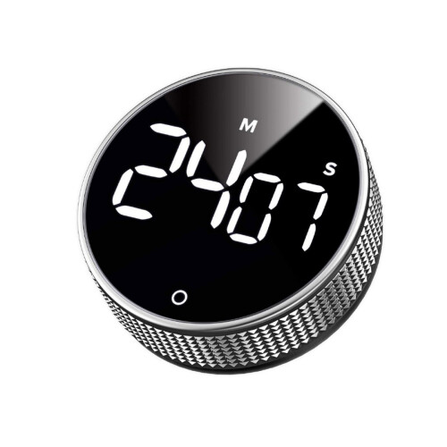 Digital Timer Magnetic Large LED Display Volume Adjustable Students Study Round Kitchen Countdown Cooking Baking Timer_P
