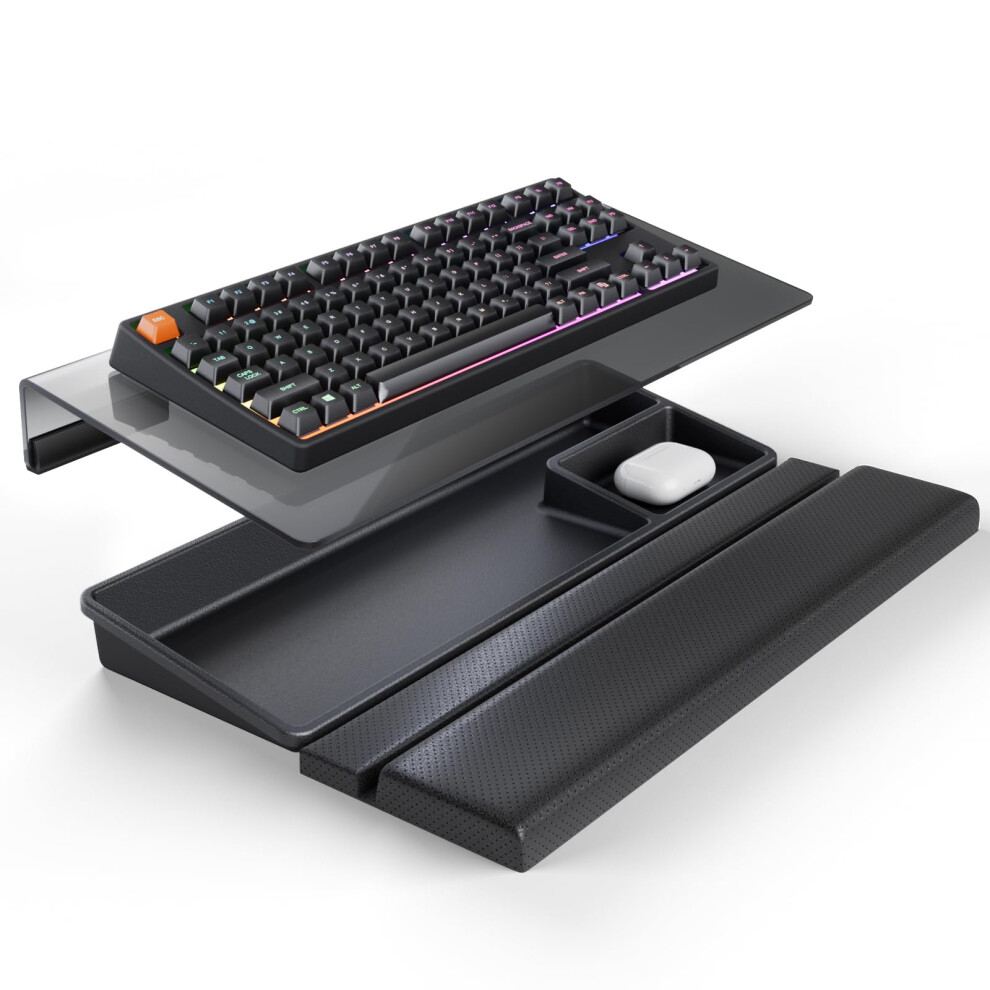 Tilted Keyboard Stand W/Wrist Rest&Storage Tray - Klearlook Angle Adjustable Keyboard Riser For Desk,16.9X7.3in Ergonomic Acrylic Computer Keyboard 5051225092689
