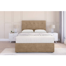 (4' Small Double, Mink) Sloomy Highbury Naples Divan Bed Base 4 Drawers With 54" Floor Standing Headboard