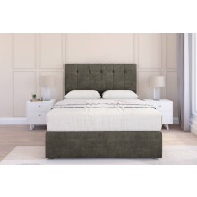 (4'6 Double, Pewter) Sloomy Highbury Dumfries Divan Bed Base 2 Drawers Foot-End With 54" Floor Standing Headboard