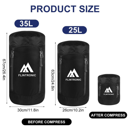 flintronic Compression Stuff Sack, 35L, Lightweight Water Resistant Compact Stuff Sack Storage bag, Sleeping Bag Stuff Sack with Ripstop Fabric for 1