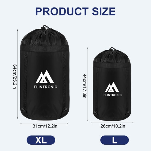 flintronic Compression Stuff Sack for Sleeping Bag, Lightweight Waterproof Compact Stuff Sack, Compression Bag with Ripstop Fabric, Storage Bag with 1