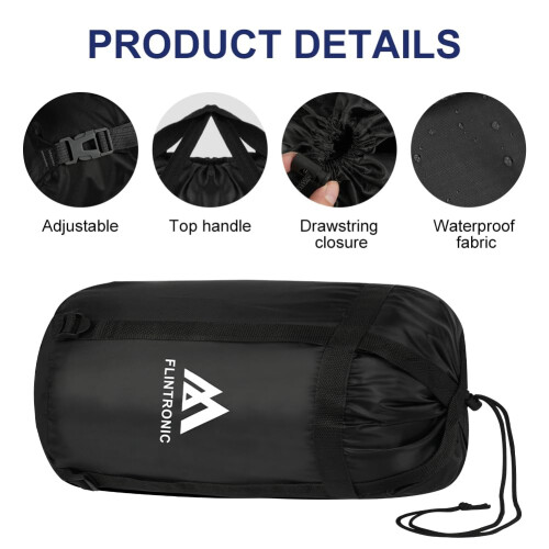flintronic Compression Stuff Sack for Sleeping Bag, Lightweight Waterproof Compact Stuff Sack, Compression Bag with Ripstop Fabric, Storage Bag with 2
