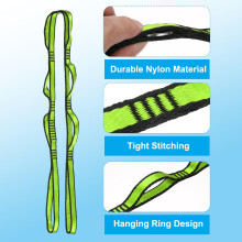PATIKIL Daisy Chain Straps, 2 Pack Strong Climbing Strap Adjustable Nylon Chain Sling with 8 Loops for Aerial Yoga Hammock Swing, Green