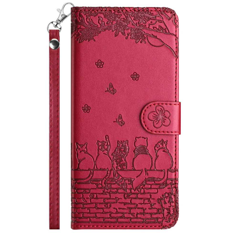 Leather Wallet Case With Card Slots Magnetic Closure Kickstand Shockproof For Xiaomi Mi Note 13 5G Red 9330225548201
