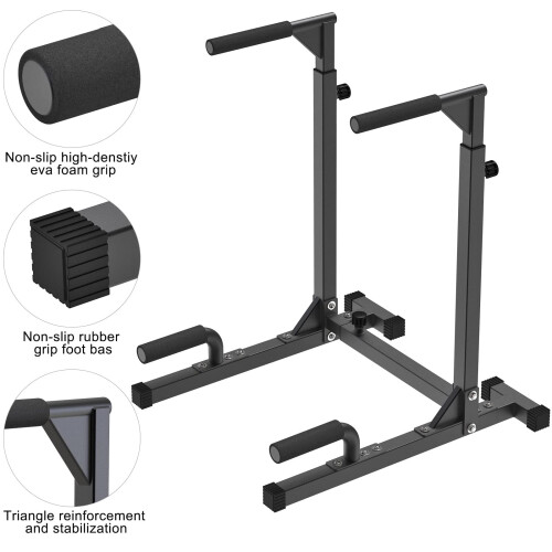 SELEWARE Solid Dips Bar, Adjustable Dip Station, Home Gymnastics Equipment, Multifunctional Strength Training Support with Triceps Push-Up Bar, 2