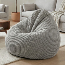 (Platinum Grey) rucomfy Jumbo Cord Slouchbag - Indoor Classic Bean Bag for Adults