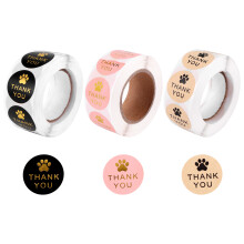 1500 Pcs Round Paws Print Thank You Labels Stickers, Dog Claw Print Labels, Present for Sealing and Decoration