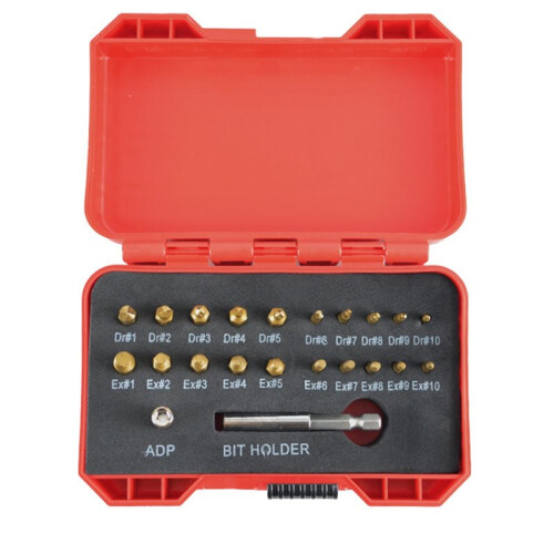 Titanium Screw Extractor Set for Stripped, Broken, Damaged Screws - 22 Pc, Remover Kit with Drill Bits, Extractors