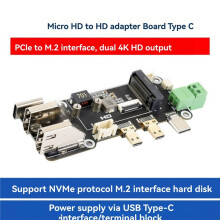 Waveshare for Raspberry Pi 5 4B Micro--Compatible to -Compatible Multifunctional Adapter Dual 4K Output Type-C