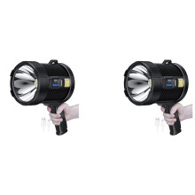 2X Projecteur Rechargeable, 100000 Lumens LED Spot Lights Lampe de Poche Portable Super Bright Projecteurs Solaires Extérieurs