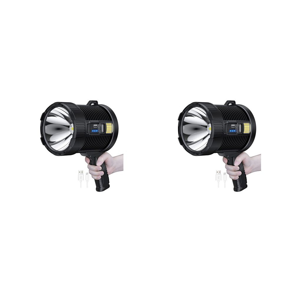 2X Rechargeable Spotlight,100000 Lumens Led Spot Lights Handheld Large Flashlight Super Bright Outdoor Solar Spotlights 4711776802403
