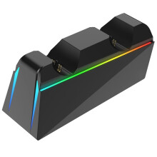 Dual-Slot Charging Stand for PS5 Wireless Controllers for PS5 Contact Charging Base with RGB Lighting Black