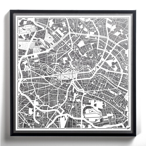 Berlin Paper Cut Map White 30x30 cm Paper Art 2