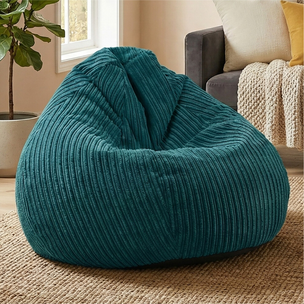 Rucomfy Beanbags (Teal) Rucomfy Jumbo Cord Slouchbag - Indoor Classic Bean Bag For Adults