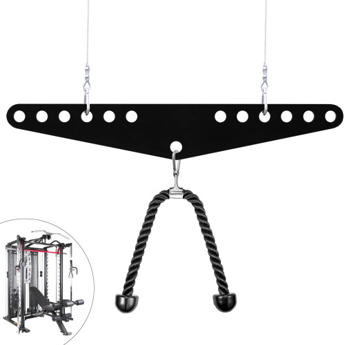RIMLUFE Double to Single D Handle Cable Weight Workout Pulley System Adaptor Plate Spreader LAT Pull Down BarRope Attachments Cable Machine for Squat 1