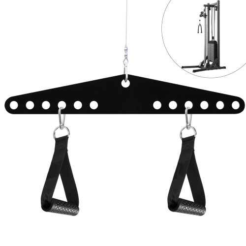 RIMLUFE Double to Single D Handle Cable Weight Workout Pulley System Adaptor Plate Spreader LAT Pull Down BarRope Attachments Cable Machine for Squat 2