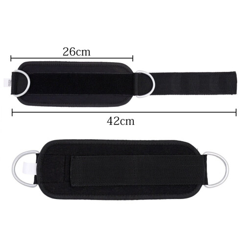 Double D-ring Ankle Straps for Cable Machine Gym Ankle Cuff Cable Attachment, 1Pair (Black) 1