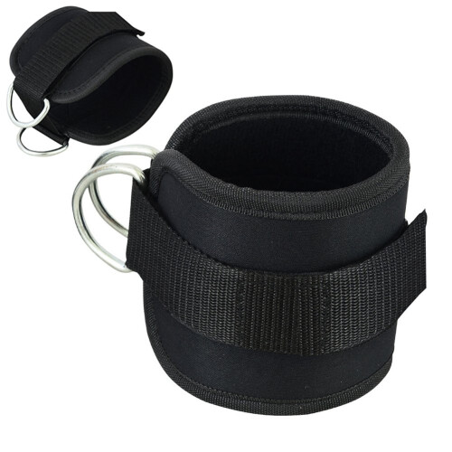 Double D-ring Ankle Straps for Cable Machine Gym Ankle Cuff Cable Attachment, 1Pair (Black) 2
