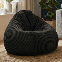 (Black) rucomfy Jumbo Cord Slouchbag - Indoor Classic Bean Bag for Adults