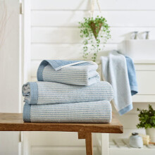 The Lyndon Company Willow Weave Stripe Blue Bath Sheet