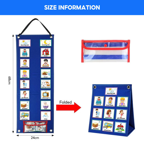 Visual Timetable, Children Visual Daily Routine Chart with 96 Picture Cards, Visual Now and Next Board Learning Aid Tool to Support Communication, 1
