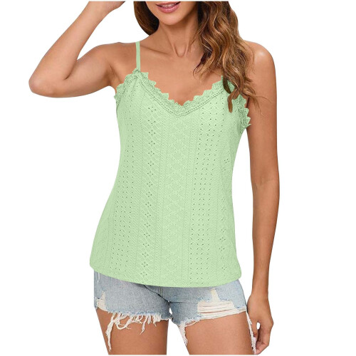 Women's lace camisole V-neck thin strap  sleeveless-Mint S