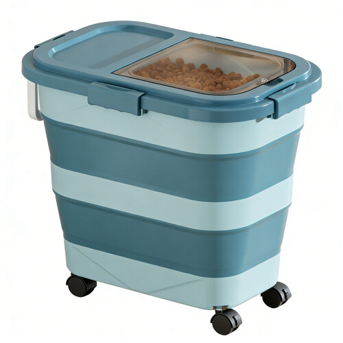 Mobile Food Storage Bin With casters And Handle For-dark green