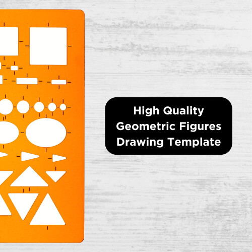 Plantec Geometric Tracing Template with Circles, Squares, Rectangles, Ellipses, Triangles, Hexagons, Pentagons and Other Symbols for Technical 2