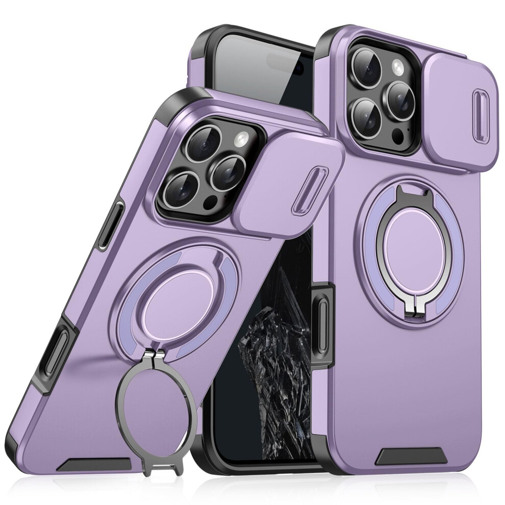 Magnetic Case For Iphone 11 Pro Max With Privacy Camera Slide Cover, 360 Rotating Kickstand, Purple 9330225549055