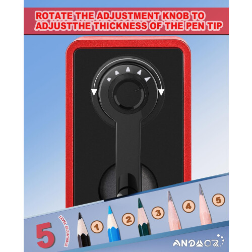 Manual Pencil Sharpener Desk Pencil Sharpener with Container 5 Grades of Thickness Adjustable and Auto-Stop Function Suitable for 2