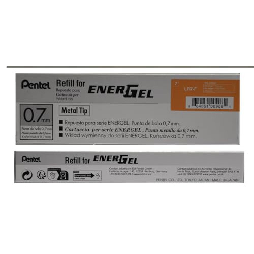 Pentel Pentel EnerGel Refill - Orange - Pack of 12 2