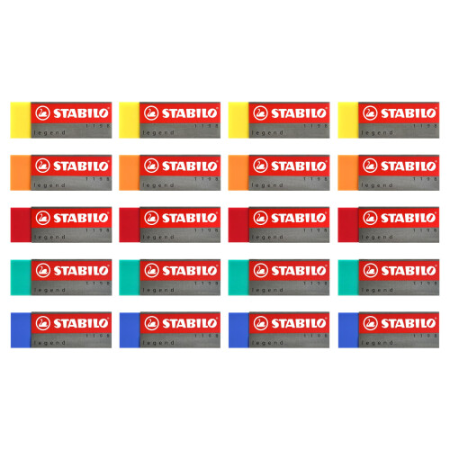 STABILO Legend 1198 - Eraser - Pack of 20 - Assorted Colours 1
