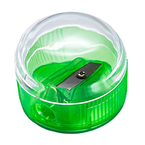 D.RECT Single Plastic Pencil Sharpener with Container Round Pack of 12 2