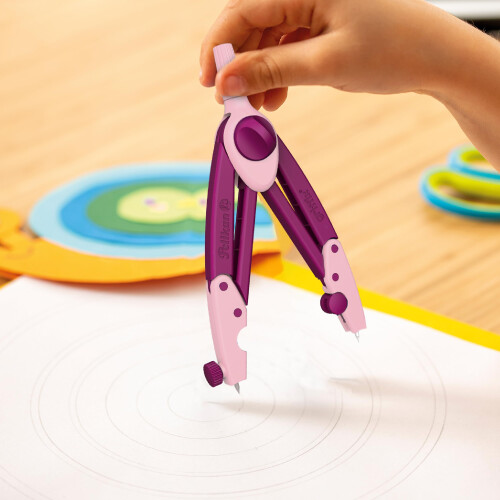 Pelikan Griffix Compass - Ideal for School - Ergonomic Shape - Includes Refills & Sharpener - Pink 2